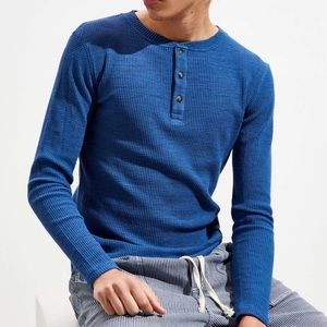 Urban Outfitters Blue Waffle Henley Thermal